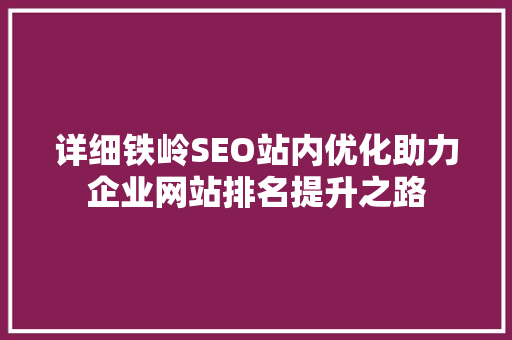 详细铁岭SEO站内优化助力企业网站排名提升之路 必应SEO