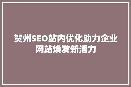 贺州SEO站内优化助力企业网站焕发新活力 神马SEO