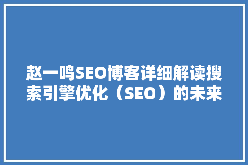 赵一鸣SEO博客详细解读搜索引擎优化（SEO）的未来趋势与实战步骤
