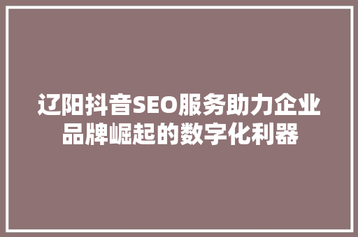 辽阳抖音SEO服务助力企业品牌崛起的数字化利器 搜狗SEO