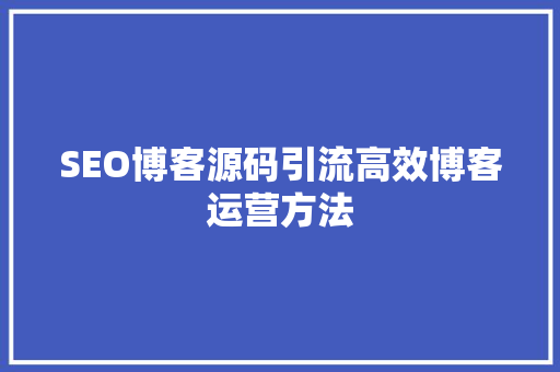 SEO博客源码引流高效博客运营方法 必应SEO