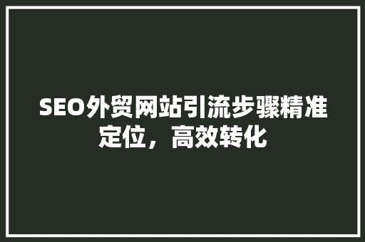 SEO外贸网站引流步骤精准定位，高效转化