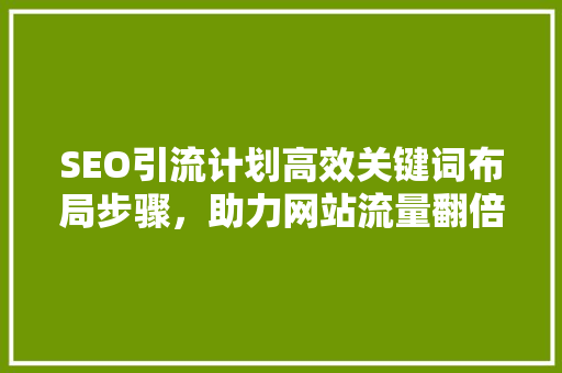 SEO引流计划高效关键词布局步骤，助力网站流量翻倍 百度SEO