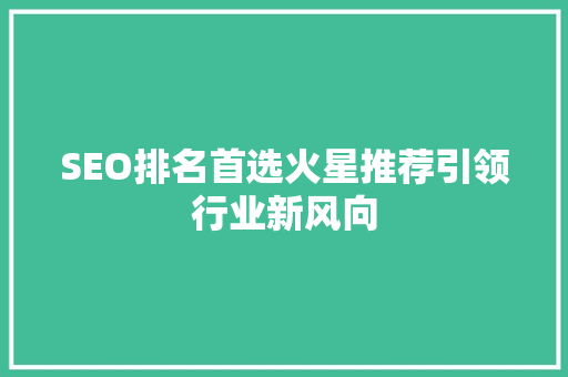 SEO排名首选火星推荐引领行业新风向