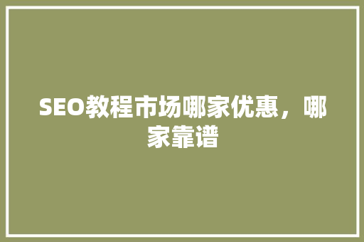 SEO教程市场哪家优惠，哪家靠谱