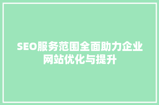 SEO服务范围全面助力企业网站优化与提升 神马SEO