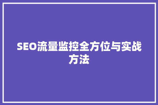 SEO流量监控全方位与实战方法 神马SEO