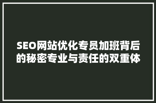 SEO网站优化专员加班背后的秘密专业与责任的双重体现 百度SEO