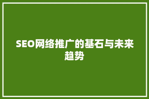SEO网络推广的基石与未来趋势 神马SEO