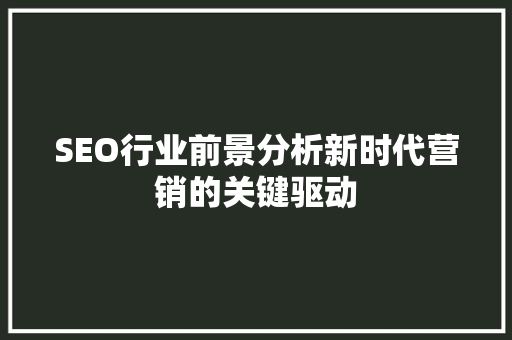 SEO行业前景分析新时代营销的关键驱动 必应SEO