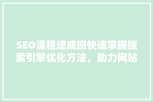 SEO课程速成班快速掌握搜索引擎优化方法，助力网站排名提升