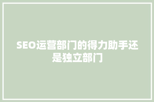 SEO运营部门的得力助手还是独立部门