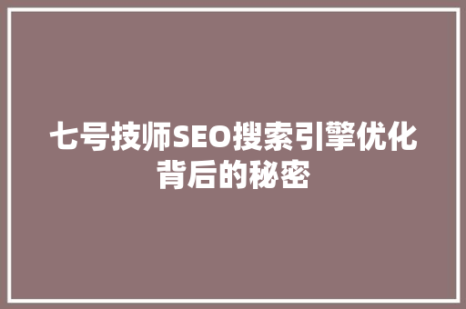 七号技师SEO搜索引擎优化背后的秘密 必应SEO