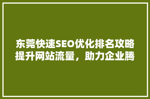 东莞快速SEO优化排名攻略提升网站流量，助力企业腾飞 神马SEO
