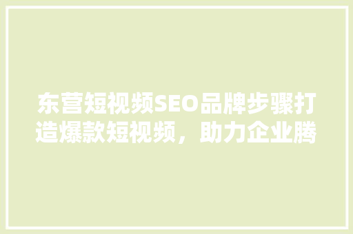 东营短视频SEO品牌步骤打造爆款短视频，助力企业腾飞 必应SEO