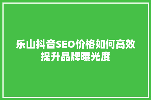 乐山抖音SEO价格如何高效提升品牌曝光度