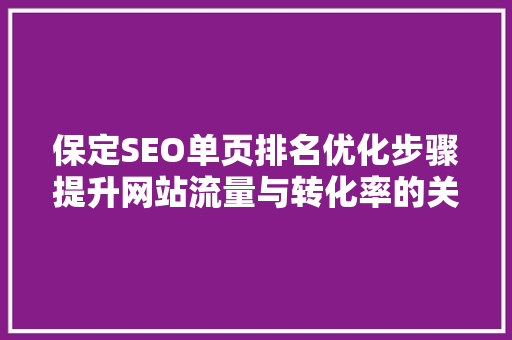 保定SEO单页排名优化步骤提升网站流量与转化率的关键路径 百度SEO
