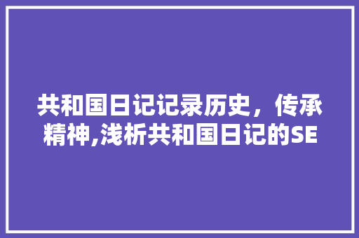 共和国日记记录历史，传承精神,浅析共和国日记的SEO优化步骤