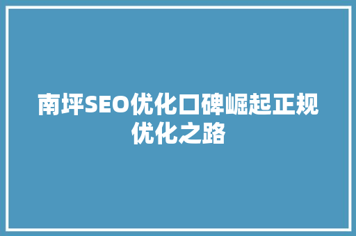 南坪SEO优化口碑崛起正规优化之路