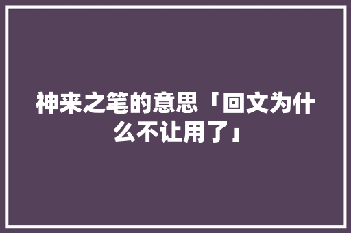 神来之笔的意思「回文为什么不让用了」