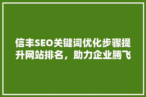 信丰SEO关键词优化步骤提升网站排名，助力企业腾飞 必应SEO