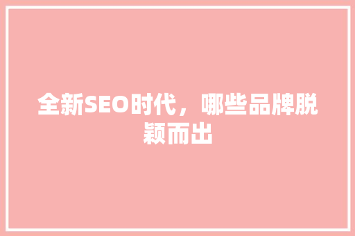 全新SEO时代，哪些品牌脱颖而出