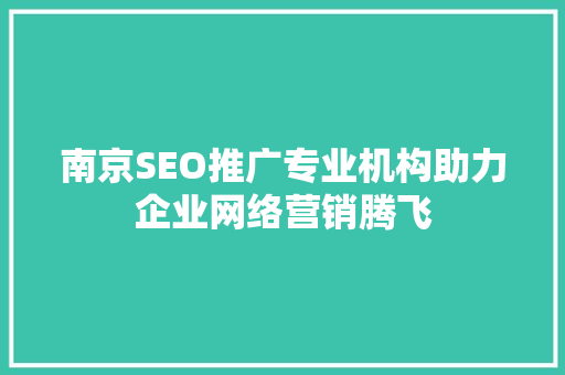南京SEO推广专业机构助力企业网络营销腾飞 GoogleSEO