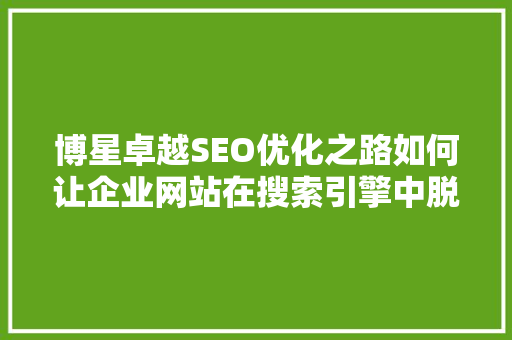 博星卓越SEO优化之路如何让企业网站在搜索引擎中脱颖而出 神马SEO