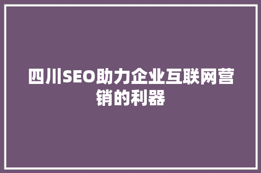 四川SEO助力企业互联网营销的利器