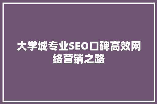 大学城专业SEO口碑高效网络营销之路 GoogleSEO