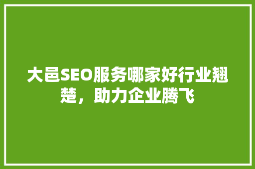 大邑SEO服务哪家好行业翘楚，助力企业腾飞 神马SEO