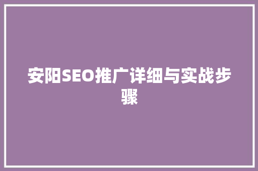 安阳SEO推广详细与实战步骤 GoogleSEO