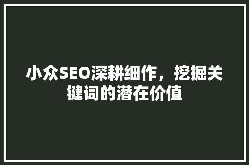小众SEO深耕细作，挖掘关键词的潜在价值 必应SEO