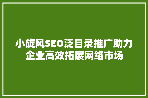 小旋风SEO泛目录推广助力企业高效拓展网络市场 必应SEO