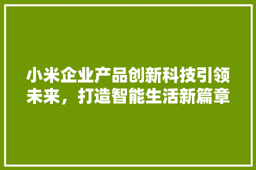 小米企业产品创新科技引领未来，打造智能生活新篇章 必应SEO