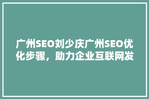 广州SEO刘少庆广州SEO优化步骤，助力企业互联网发展 必应SEO