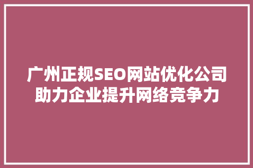 广州正规SEO网站优化公司助力企业提升网络竞争力 神马SEO