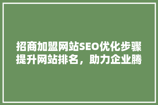 招商加盟网站SEO优化步骤提升网站排名，助力企业腾飞