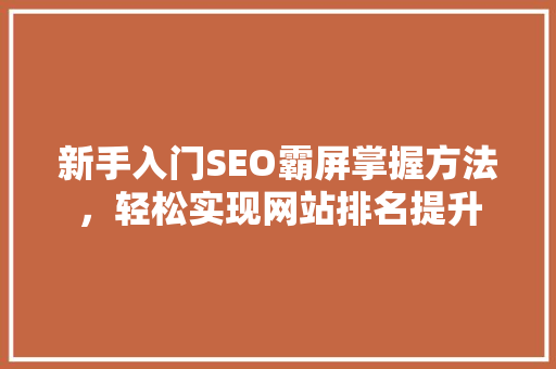 新手入门SEO霸屏掌握方法，轻松实现网站排名提升 GoogleSEO
