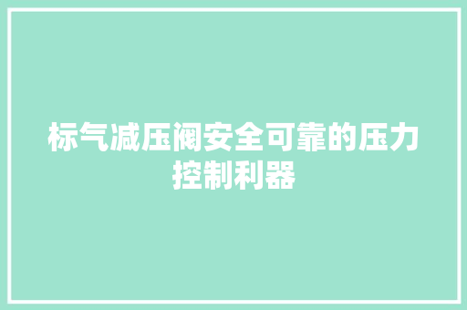 标气减压阀安全可靠的压力控制利器 GoogleSEO