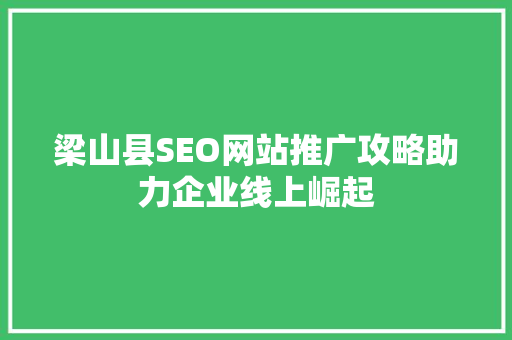 梁山县SEO网站推广攻略助力企业线上崛起 GoogleSEO