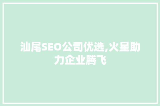 汕尾SEO公司优选,火星助力企业腾飞 百度SEO