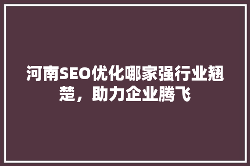 河南SEO优化哪家强行业翘楚，助力企业腾飞 必应SEO