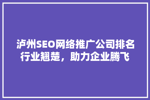 泸州SEO网络推广公司排名行业翘楚，助力企业腾飞