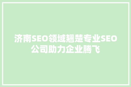 济南SEO领域翘楚专业SEO公司助力企业腾飞 神马SEO