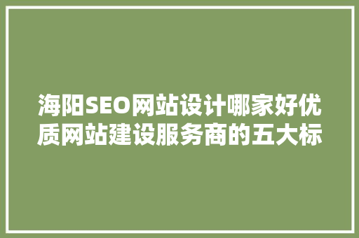 海阳SEO网站设计哪家好优质网站建设服务商的五大标准 GoogleSEO