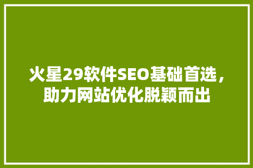 火星29软件SEO基础首选，助力网站优化脱颖而出 百度SEO
