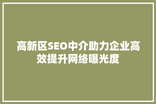 高新区SEO中介助力企业高效提升网络曝光度 百度SEO
