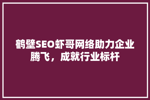 鹤壁SEO虾哥网络助力企业腾飞，成就行业标杆 神马SEO
