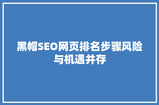 黑帽SEO网页排名步骤风险与机遇并存 必应SEO